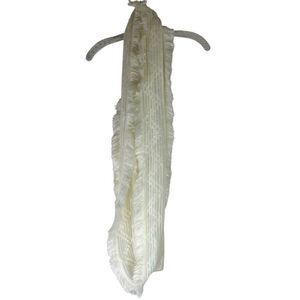 Jessica Simpson Infinity Scarf Womens White Chevron Open Knit Acrylic Fringe OS